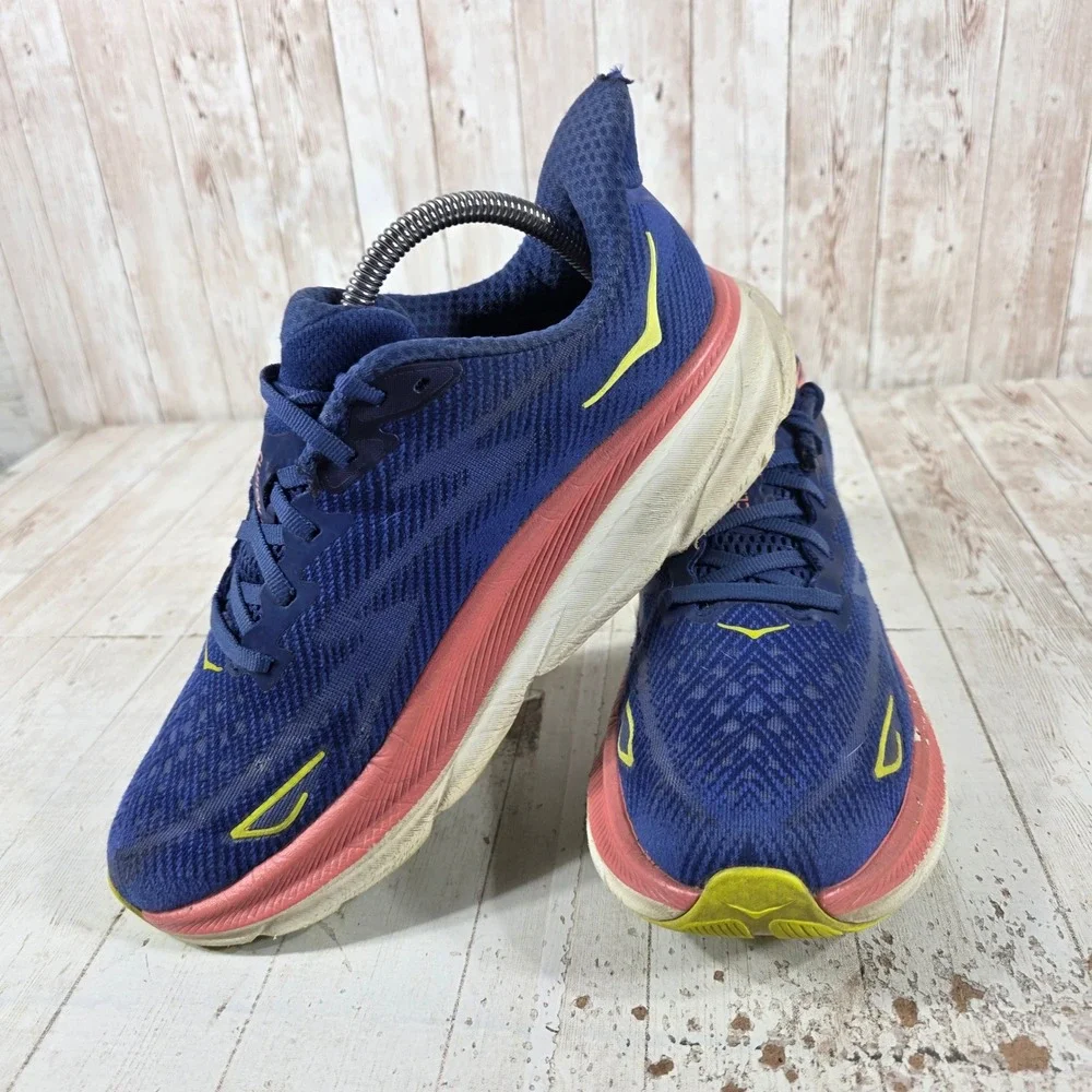 Hoka Clifton 9 Womens Running Shoes Blue Pink 1127896 EVN Size 9